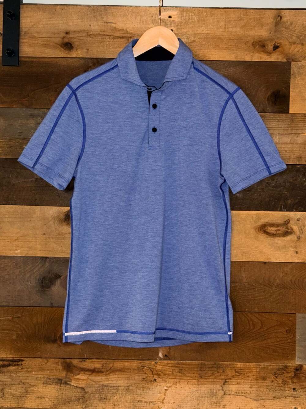 Lululemon Men's Short Sleeve Polo Shirt Blue Size S 0320